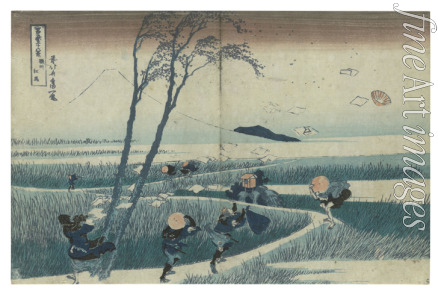 Hokusai Katsushika - Ejiri in der Provinz Suruga (aus der Serie 36 Ansichten des Berges Fuji)