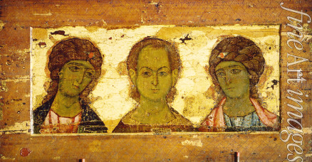 Russian icon - Christ Emmanuel with Archangels Michael und Gabriel