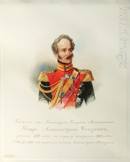 Hau (Gau) Wladimir (Woldemar) Iwanowitsch - Porträt von General Pjotr Alexandrowitsch Tschitscherin (1778-1848) (aus dem Album des Garde-Kavallerie-Regiments)