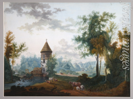 Schtschedrin Semjon Fjodorowitsch - Mühle und Pil-Turm im Schloßpark von Pawlowsk