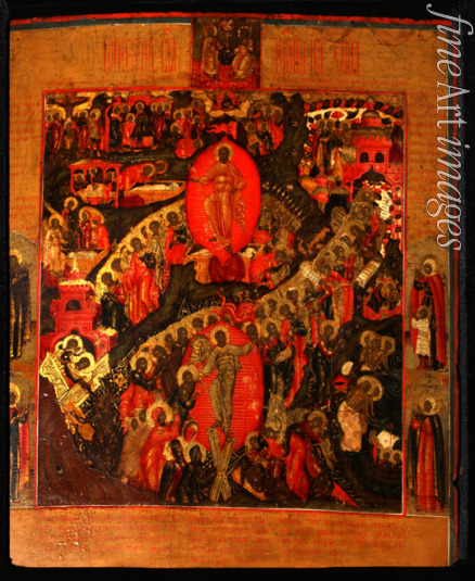 Russische Ikone - Höllenfahrt Christi, mit ausgewählten Heiligen