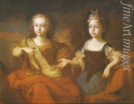Caravaque Louis - Porträt des Zarensohnes Peter und der Zarentochter Natalia