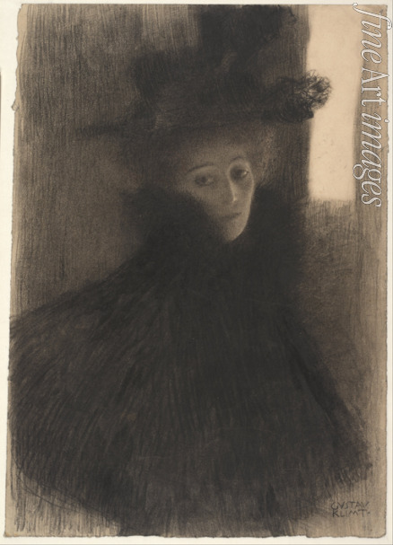 Klimt Gustav - Bildnis einer Dame mit Cape und Hut