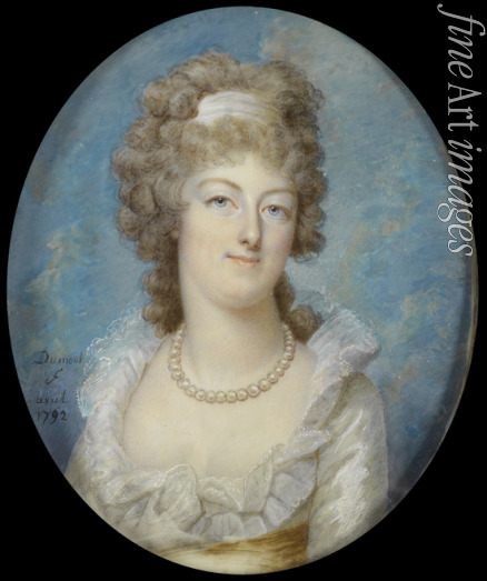 Dumont François - Bildnis der Königin Marie Antoinette in weißem Kleid und Perlenkette