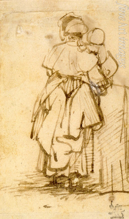 Rembrandt van Rhijn - Frau mit Kind auf dem Arm