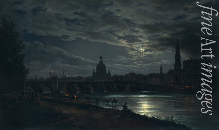 Dahl Johan Christian Clausen - View of Dresden by Moonlight