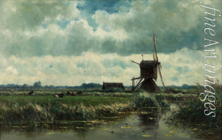 Roelofs Willem - Polder landscape with windmill near Abcoude