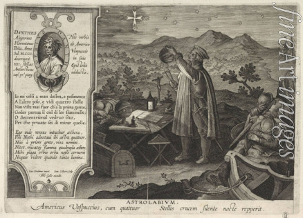 Stradanus (Straet van der) Johannes - Der Entdecker Amerigo Vespucci bei einer Messung des Kreuz des Südens mit einem Astrolabium (Americae Retectio)