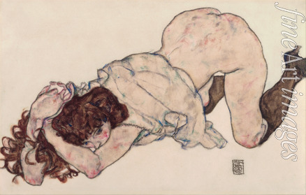 Schiele Egon - Kneeling Girl, Resting on Both Elbows