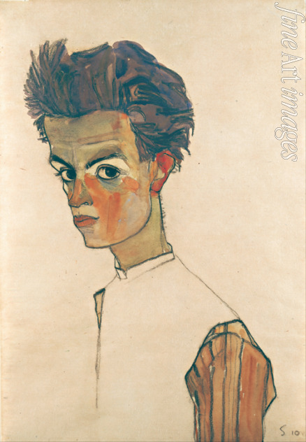 Schiele Egon - Self-Portrait with Striped Shirt