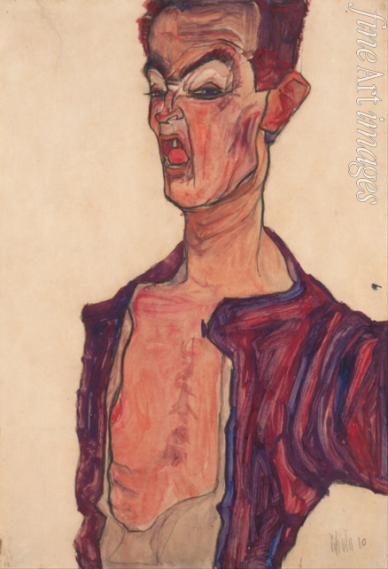 Schiele Egon - Self-Portrait, Grimacing