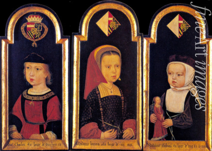 Master of St. Georgsgilde - Archduke Charles, the later Holy Roman Emperor Charles V., with his sisters Eleanor and Isabella at the age of 2 years
