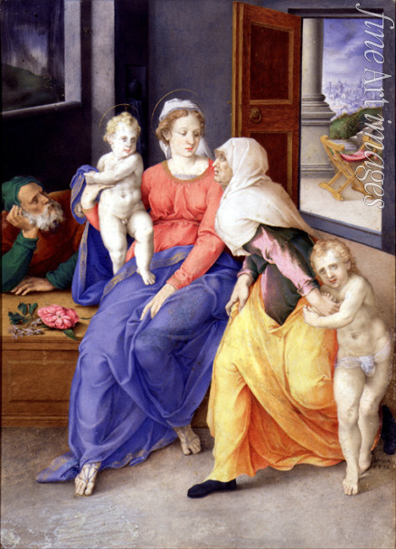 Clovio Giulio - Die Heilige Familie mit dem Johannesknaben und der heiligen Elisabeth