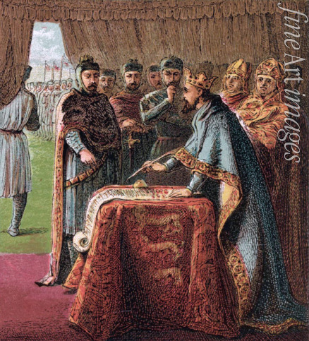 Kronheim Joseph Martin - König Johann von England unterzeichnet die Magna Carta (Aus: Pictures of English History)