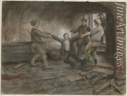 Vladimirov Ivan Alexeyevich - Man being held and executed (from the series of watercolors Russian revolution)