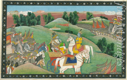 Indian Art - The dialogue between Lord Krishna and Arjuna