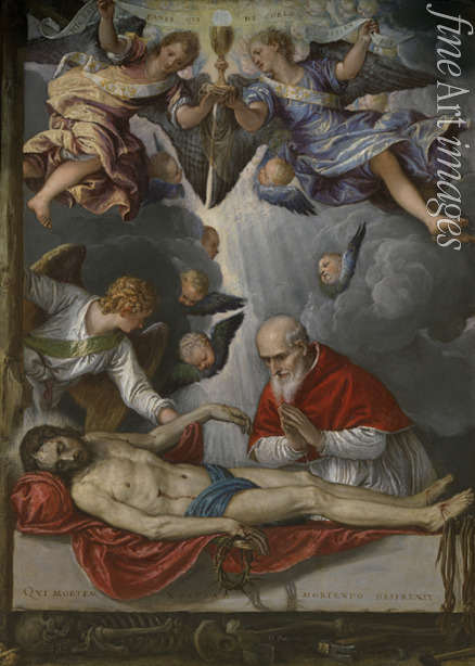 Parrasio Micheli - Dead Christ, adored by Pope Pius V