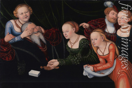 Cranach Lucas the Elder - Old man beguiled by courtesans