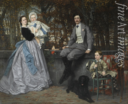 Tissot James Jacques Joseph - Portrait of the Marquis and Marchioness of Miramon and their children