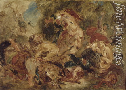 Delacroix Eugène - Die Löwenjagd