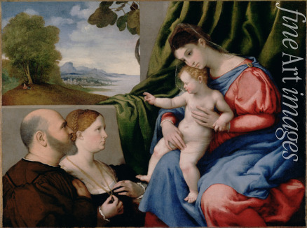 Lotto Lorenzo - Maria mit dem Kinde und zwei Stiftern