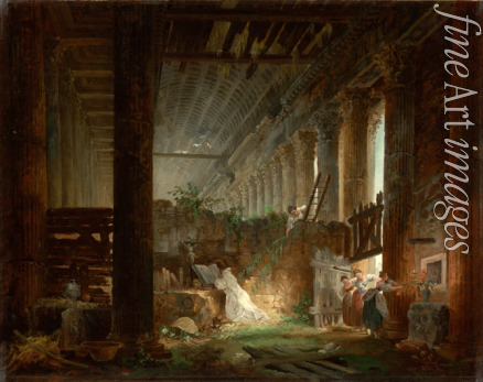 Robert Hubert - A Hermit Praying in the Ruins of a Roman Temple