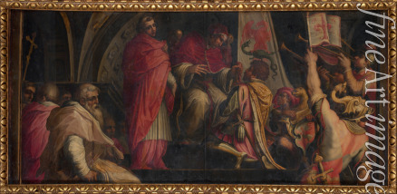 Vasari Giorgio - Papst Clemens IV. überreicht seine Insignia den Obersten der Guelfen