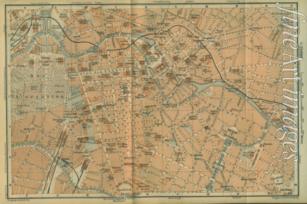 Wagner & Debes Leipzig - Map of Berlin Center, from a travel guide 