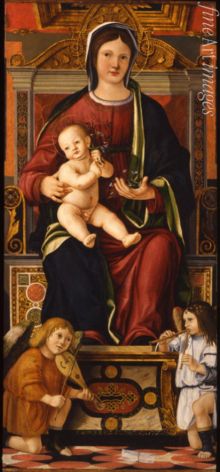 Caselli Cristoforo - Thronende Madonna mit Kind und musizierenden Engeln