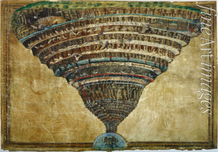 Botticelli Sandro - Inferno. (Abyss of Hell). Illustration to the Divine Comedy by Dante Alighieri