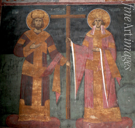 Unbekannter Künstler - Lobpreisung des Kreuzes. Heiligen Konstantin der Große und Helena