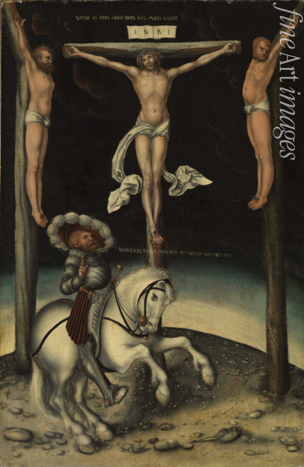 Cranach Lucas the Elder - The centurion Longinus among the crosses of Christ and the two thieves