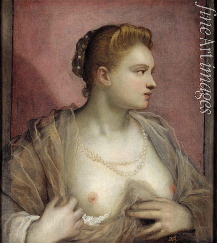 Tintoretto Domenico - Porträt einer Frau mit entblößtem Busen