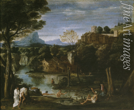 Carracci Annibale - Landscape with river and bathers