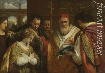 Cortona Pietro da - Die heilige Flavia Domitilla erhält den Schleier vom Papst Clemens I.