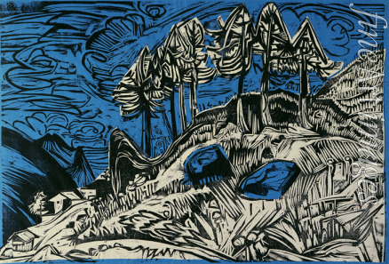 Kirchner Ernst Ludwig - Bäume auf einem Berghang