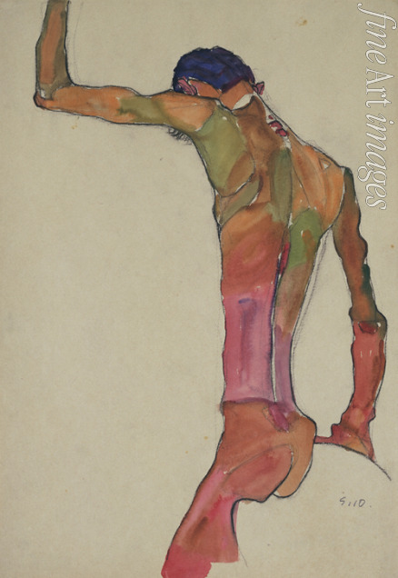 Schiele Egon - Male Nude with Arm Raised