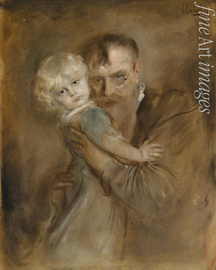 Lenbach Franz von - Selbstporträt mit Tochter Marion