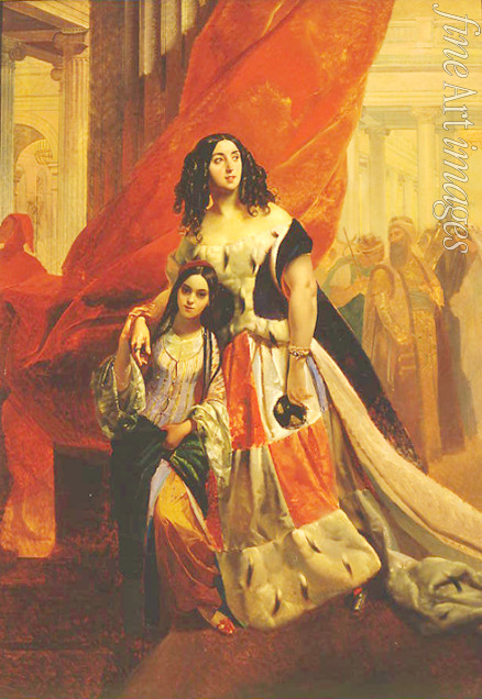 Briullov Karl Pavlovich - Portrait of Countess Julia Samoilova with her stepdaughter Amazillia Pacini