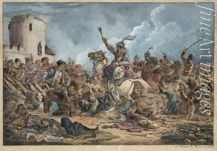 Orlowski (Orlovsky) Alexander Osipovich - Battle Between the Georgians and Mountain Tribes