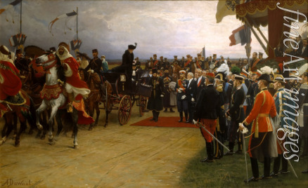 Dawant - President Emile Loubet Welcoming Tsar Nicolas II and Tsarina Alexandra to the Manoeuvres at Betheny, 19 September 1901