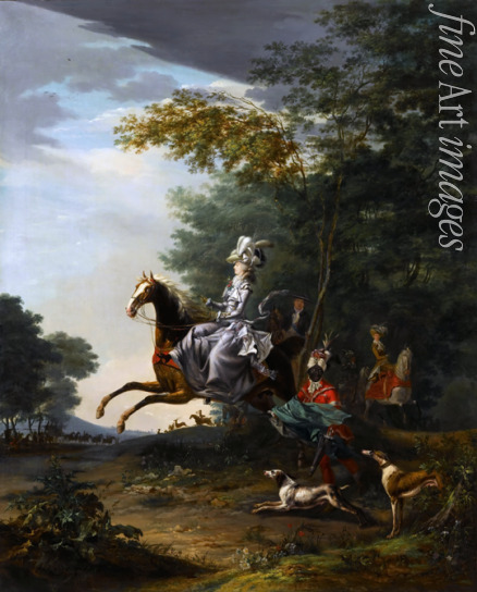 Brun de Versoix Louis-Auguste - Marie Antoinette (1755-1793), bei der Jagd mit Hunden