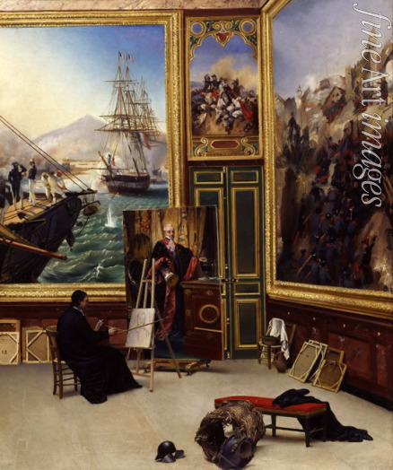 Vernet Horace - Brother Philippe copying the portrait of the Marquis de Fontanes in the Versailles Museum