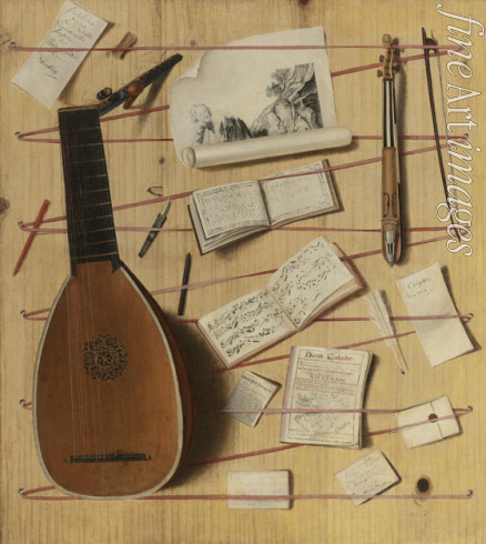 Gijsbrechts Cornelis Norbertus - Trompe l'oeil still life with a lute, rebec and music sheets