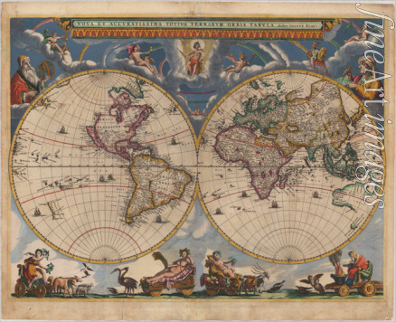 Blaeu Joan - Doppelte Hemisphäre Karte der Welt
