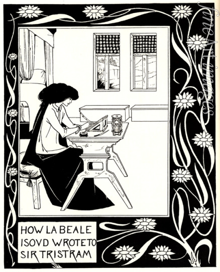 Beardsley Aubrey - How La Beale Isoud Wrote to Sir Tristram. Illustration für das Buch 