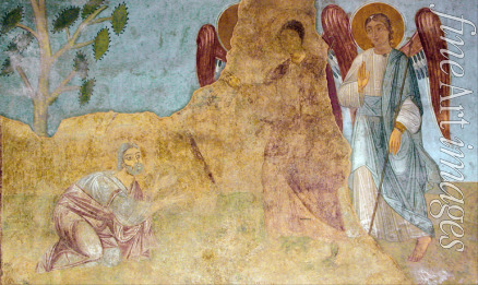 Ancient Russian frescos - The Hospitality of Abraham (Old Testament Trinity)
