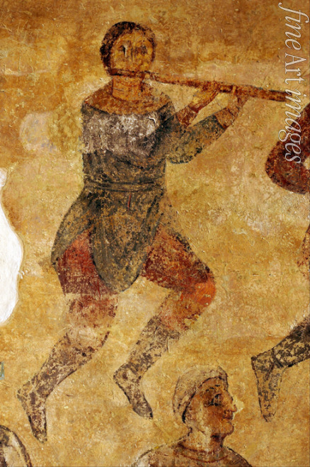 Ancient Russian frescos - Musicians and acrobats (detail)