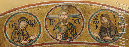 Byzantinischer Meister - Deësis: Christus, Madonna,
