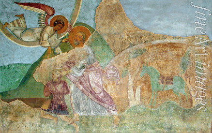 Altrussische Fresken - Abraham opfert Isaak